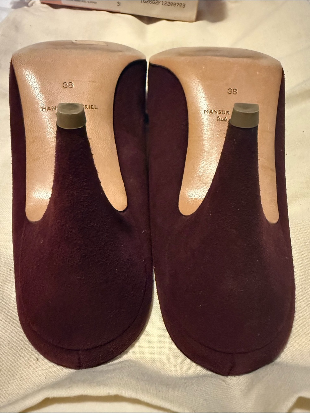 Mansur Gavriel Suede Almond-Toe Heel Mules - Picture 6 of 7